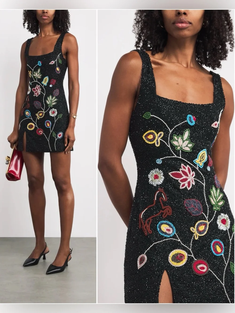 NWT Staud Le Sable Floral-Beaded Minidress $995 S - Picture 1 of 10